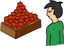 Person shopping for apples, but can't remember how many to get