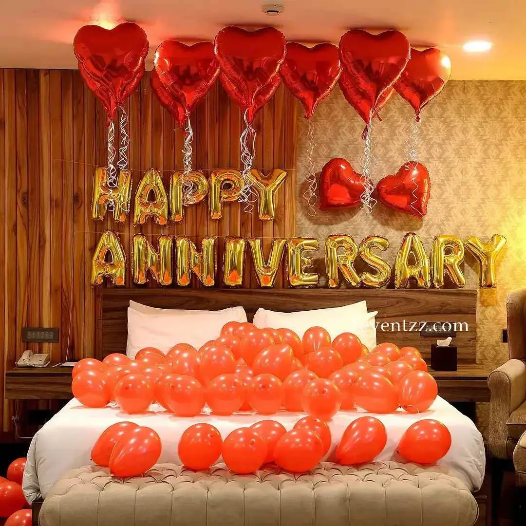 Anniversary Balloon Room Decoration — Romantic Anniversary Decoration