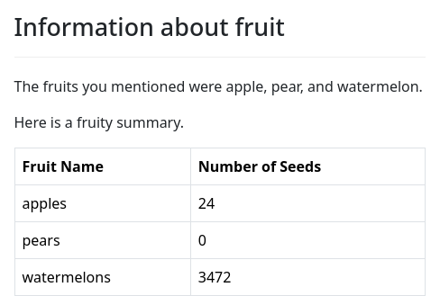 Screenshot of table-python example