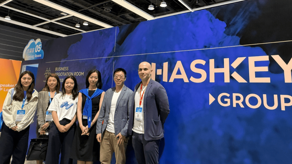 右一：HashKey MENA  董事總經理Ben El-Baz；右三：HashKey OTC （場外交易）業務負責人施佳昀及右四：HashKey Exchange 交易所總監鄭詩敏