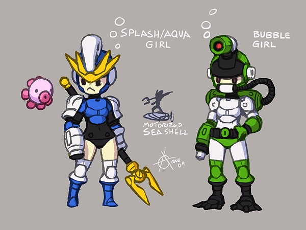 Megaman Splash Girl and Bubble Girl