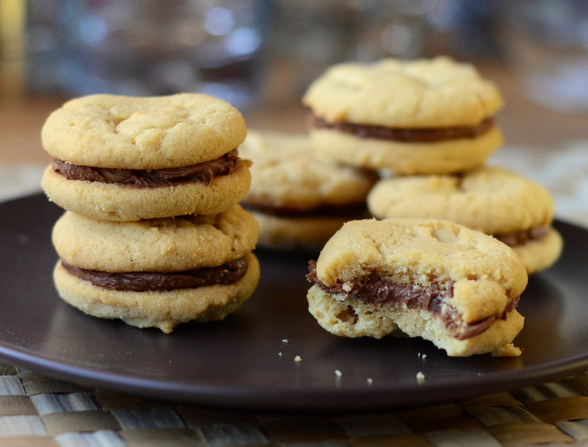 Peanut Butter Sandwich Cookies with Chocolate Peanut Butter Ganache