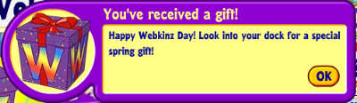 Webkinz Day notification