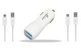 X5 Mobile Fast Dual USB Car Charger 2.1Amps / 10W + 2 Micro USB Cables for Samsung Galaxy S2 S3 S4 And HTC Motorola Google And Android Phones