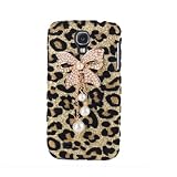 Bling Diamond Bowknot Pearl gold Leopard Hard Case Cover For Samsung Galaxy S4 i9500 Phone