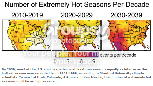 hot seasons us global warming map
