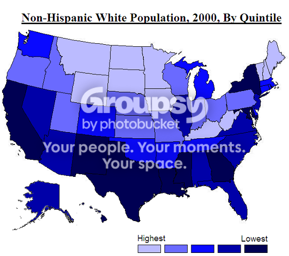 non-hispanic white population by state