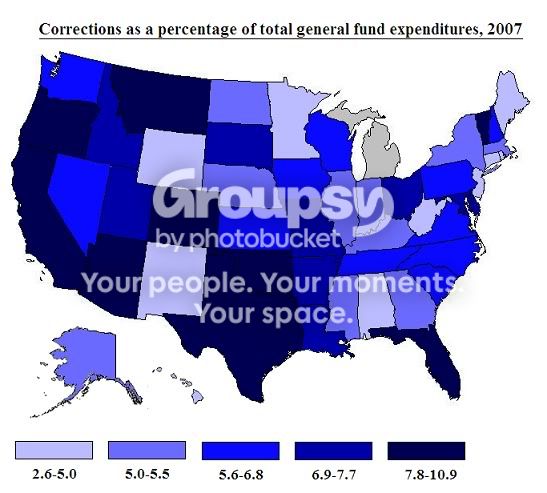 spending on prisons by state map