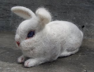 needle felted rabbit by Robin Atkins, bead artist