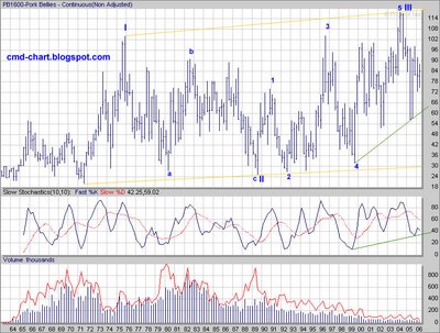 Frozen Pork Bellies Futures (CME: PB) Elliott Wave count long term price chart