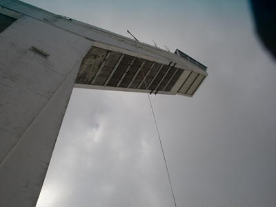Abseil rope off ski jump
