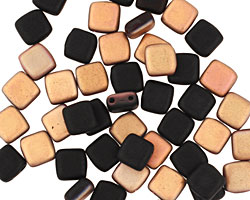 Czech Glass 1/2 Matte Apollo & Jet 2-Hole Tile 6mm