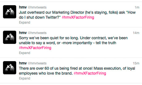 HMV Twitter feed