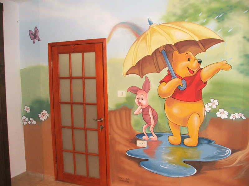 a wall-painting painting done with low quality cheap paints