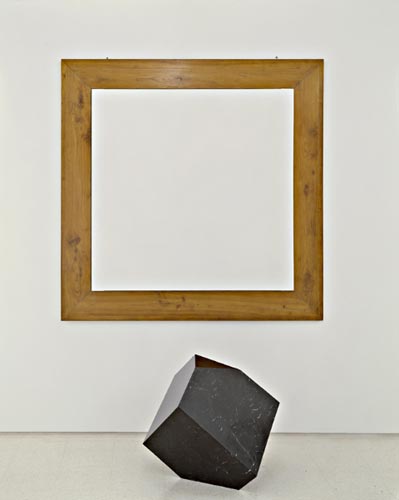 Parmiggiani's Bruno: empty canvas with sculpture of Durer's solid