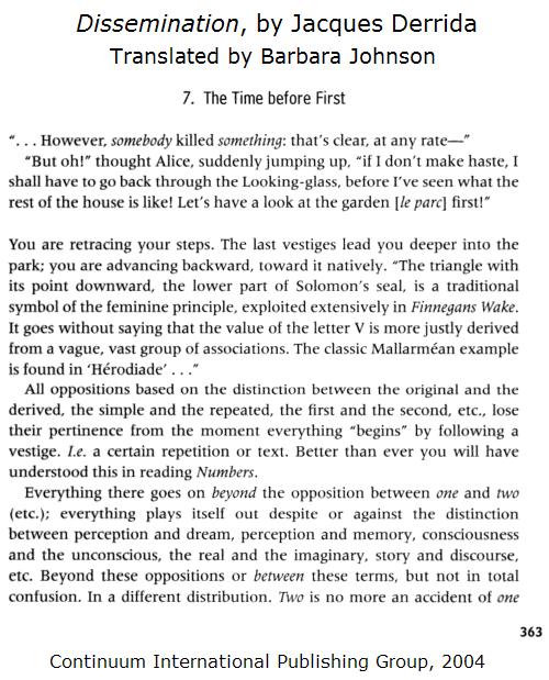 Jacques Derrida on the Looking-Glass garden, 'The Time before First,' and Solomon's seal