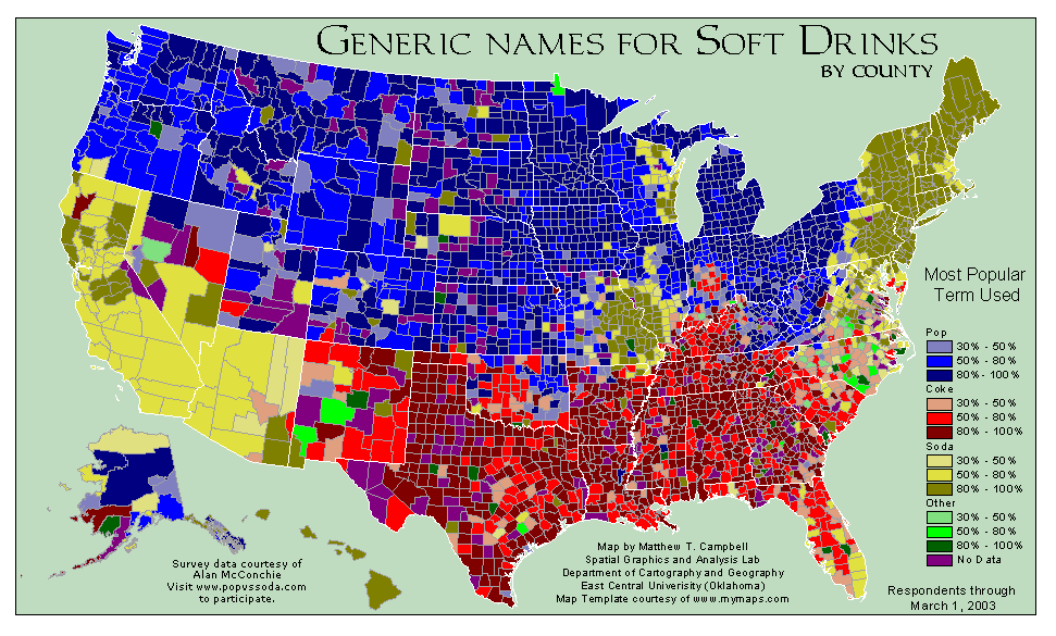 Generic Names for Soft Drinks By County Generic Names for Soft Drinks By County