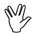 U+1F596 raised hand with part between middle and ring fingers 