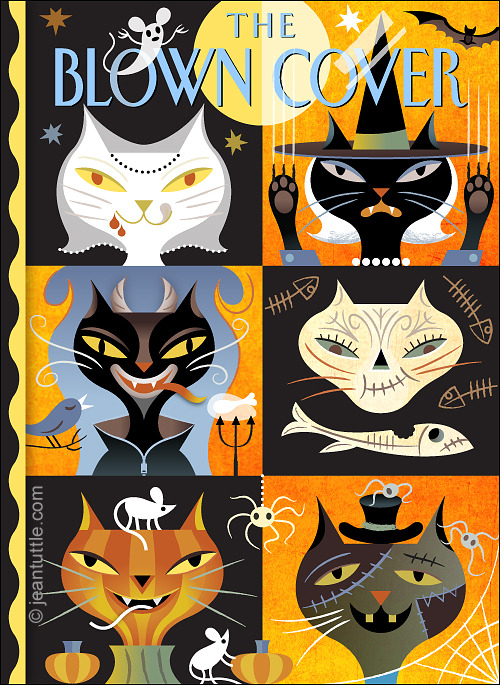 Halloween Contest: Runner-Up #1
By Jean Tuttle
This image takes the colors and the themes of the season - cats, witches, spiderwebs, bats, mice, ghosts, and pumpkins - and turns them into a riotous celebration. Simply gorgeous.