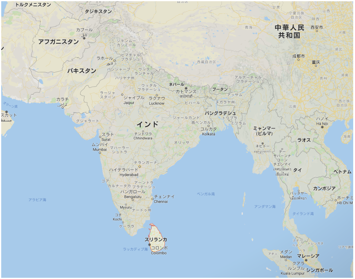 スリランカの地理的な位置