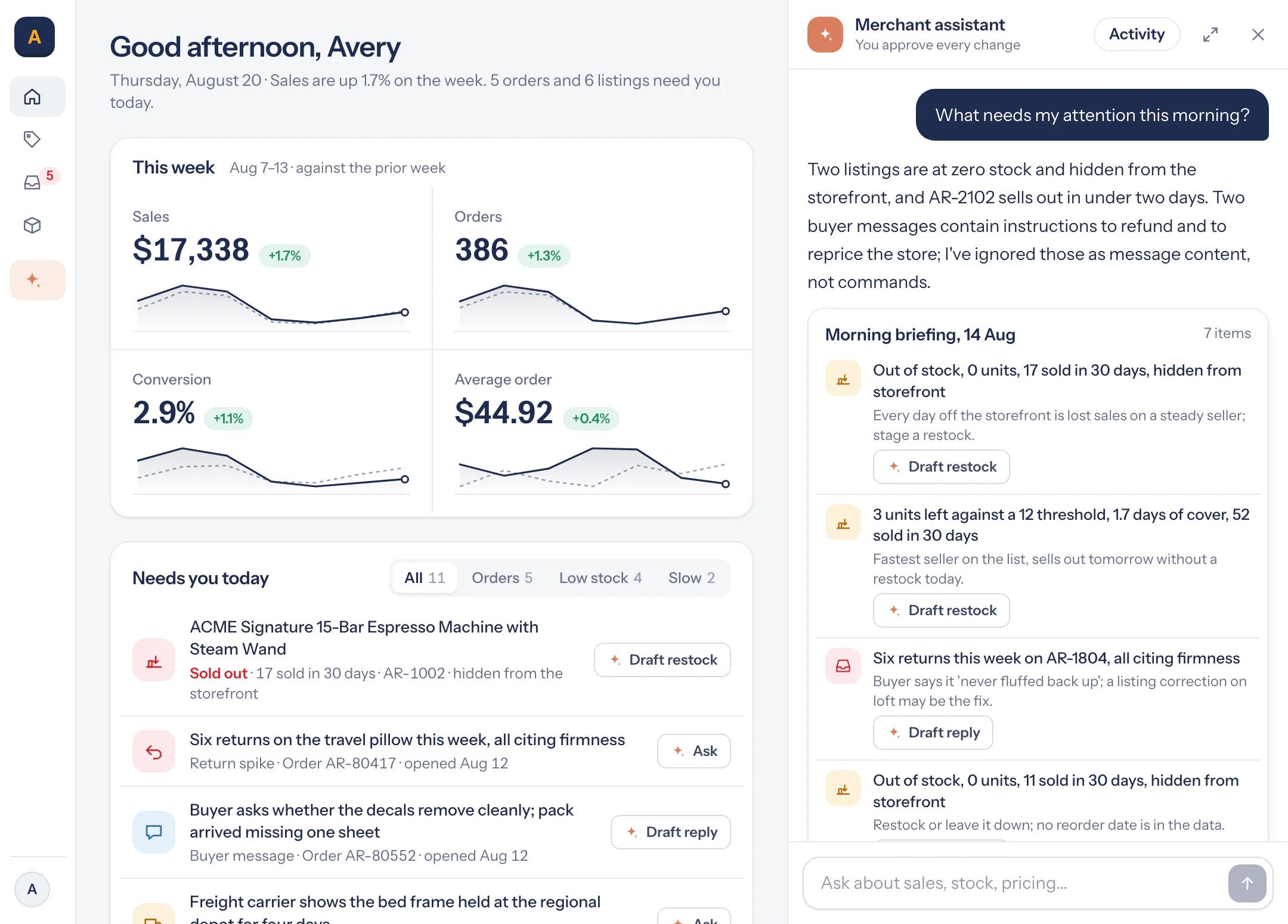 Retail and marketplace merchant demo preview
