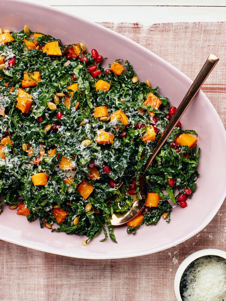Butternut Squash–Kale Salad With Roasted Garlic Vinaigrette