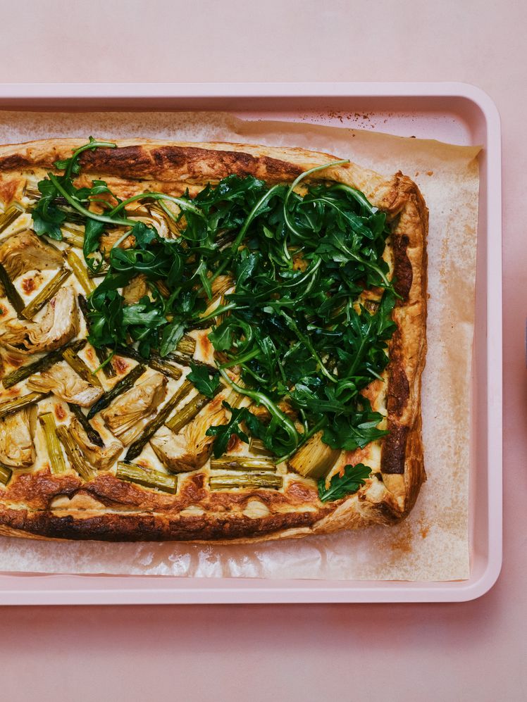 Asparagus and Marinated Artichoke Galette