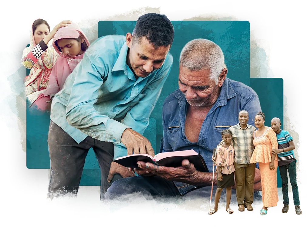 People reading bibles and praying