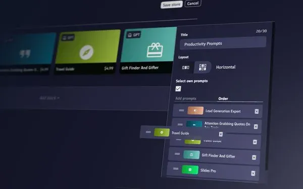PromptBase store builder UI