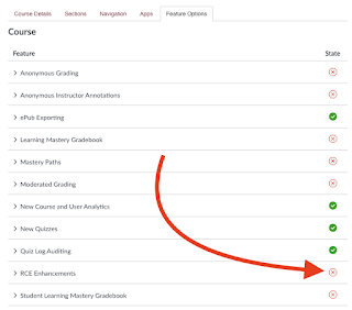 Canvas LMS course settings that disable Enhanced RCE Canvas LMS course settings that disable Enhanced RCE