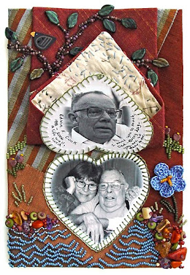 bead embroidery, bead journal project, dad's tie, by robin atkins