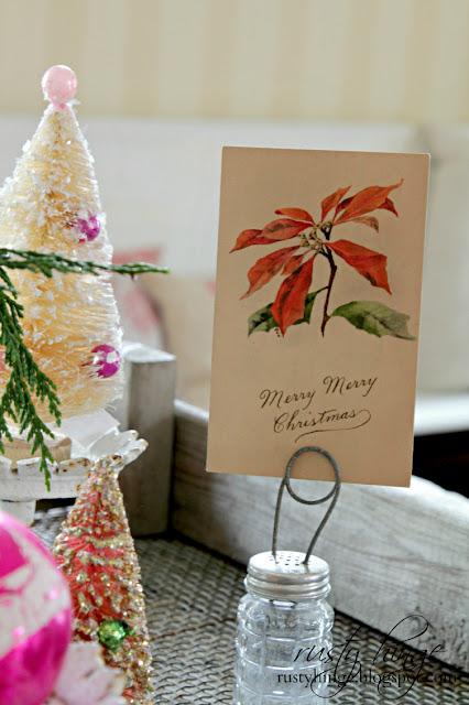 Rusty Hinge 2015 Rustic Meets Refined Christmas Home Tour Vintage Merry Christmas postcard