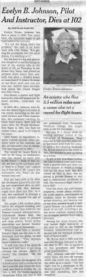 an obituary of a one legged woman that was a flight instructor up until she died at age 102 years old