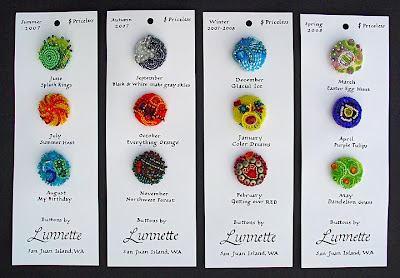 bead journal project, beaded buttons on cards by Lunnette H