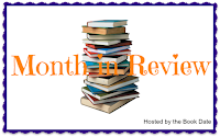Month in Review and pile of books badge