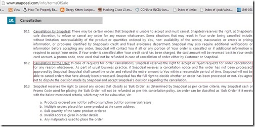 Snapdeal Terms of Sale - Cancellation Snapdeal Terms of Sale - Cancellation
