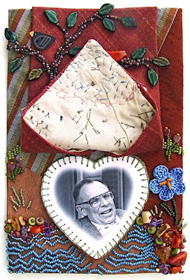 bead embroidery, bead journal project, dad's tie, by robin atkins