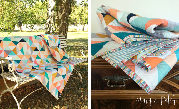 Maryandpatch, HST modern baby quilt, solids