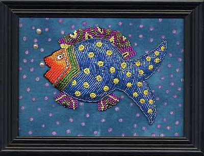 bead journal project, framed piece by Ellen C