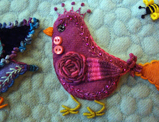 Chickadees, a wall quilt by Carrie Unick, detail Chickadees, a wall quilt by Carrie Unick, detail