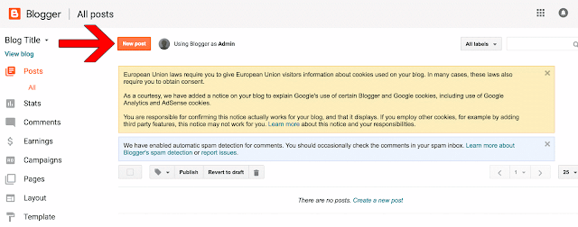 How to Create a Blogger Account 3 create new blogger post