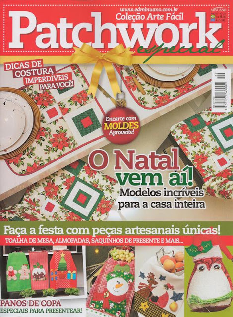 Revista Patchwork Especial nº 29 - Coleção Arte Fácil - Editora Minuano Conjunto natalino para mesa Noelle, Natal revista, Conjuunto natalino patchwork Noelle, Conjunto natalino, Decoração Natal, Capas para cadeiras, Jogos Americanos, Patchwork, Patchwork natal, Maria Adna Ateliê, Patchwork publicado revista, Natal publicado revista, Maria Adna