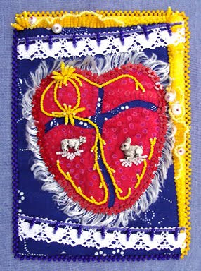 bead journal project, robin atkins, bead embroidery, heat gone haywire