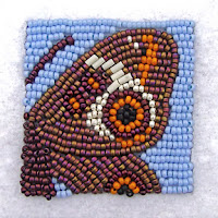 bead embroidery by Robin Atkins, Common Buckeye Butterfly