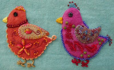 Robin Atkins embroidered, wool applique chicks Robin Atkins embroidered, wool applique chicks