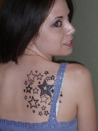 Girl Tattoos stars shoulder Girl Tattoos stars shoulder