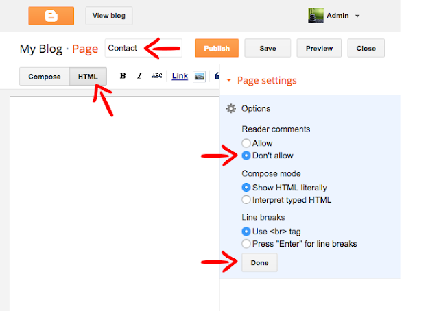 Adding contact form for Blogger in a static page contact static page