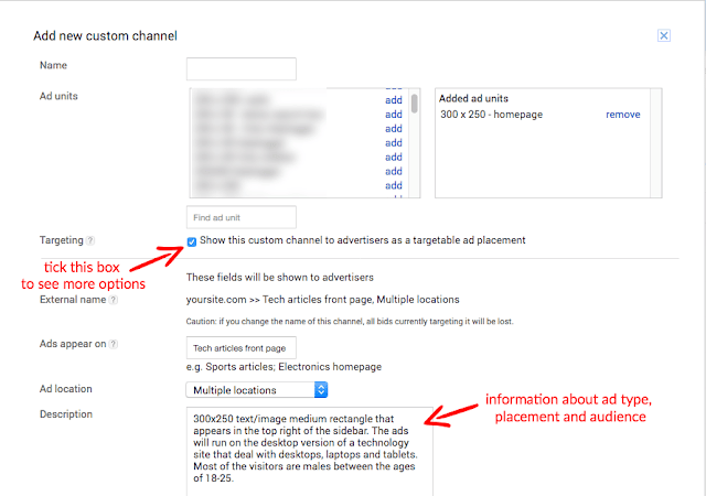 Edit AdSense custom channel targeting edit adsense custom channel