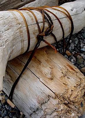 driftwood and seaweed, temporary art, photo by Robin Atkins