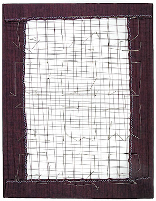 bead embroidery mounted on fabric-covered foamboard, back